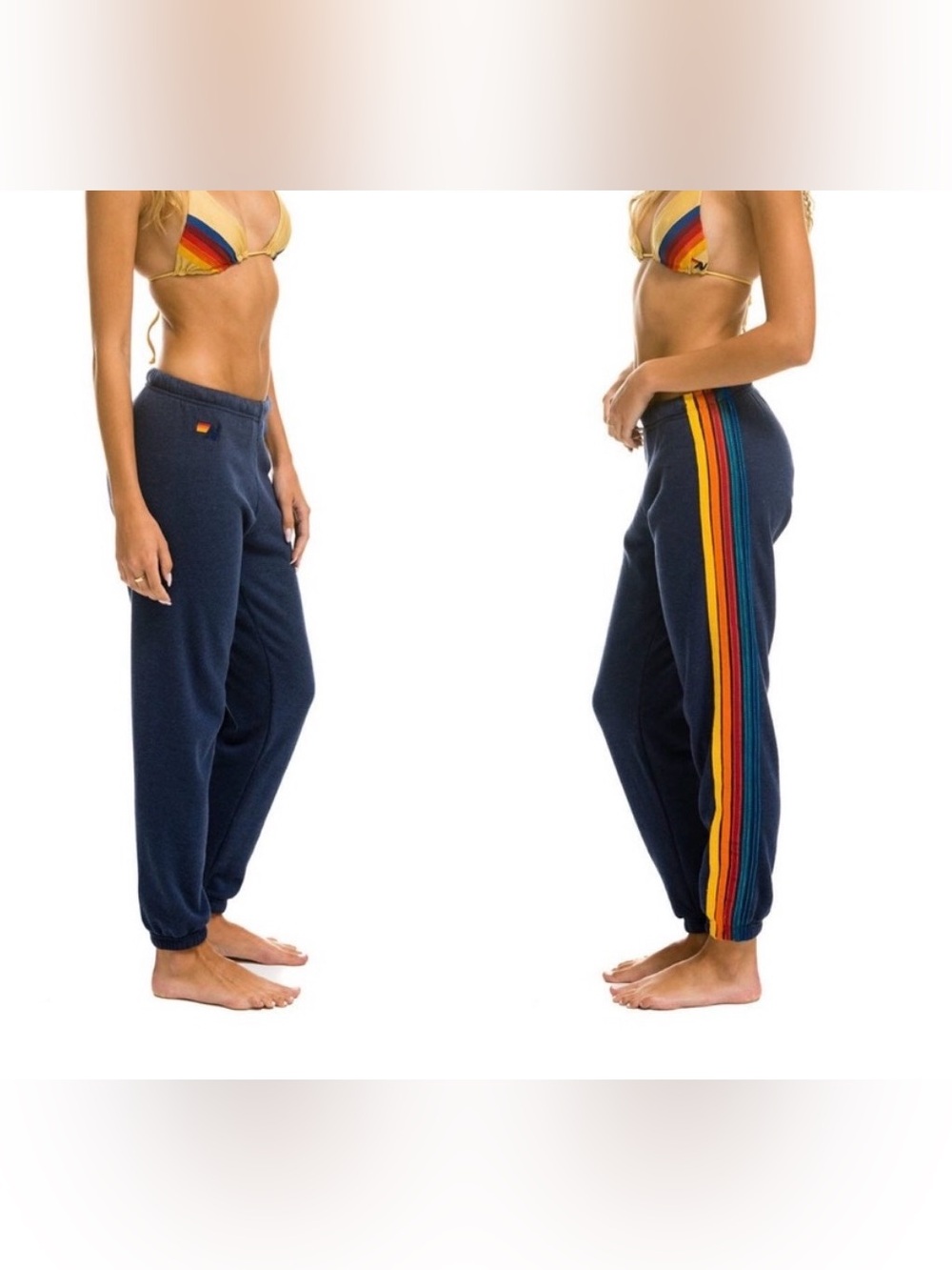 Aviator Nation 5 Stripe Sweatpants in Navy New